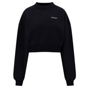 Off White Womens/Ladies For All Book Cropped Sweatshirt / Black